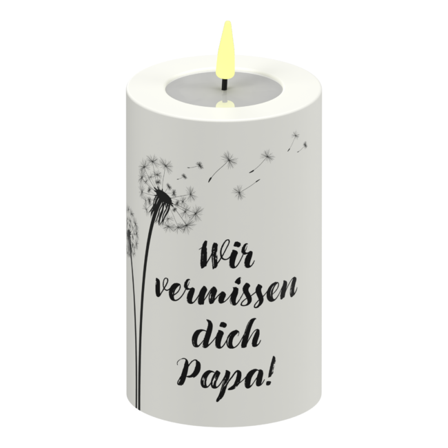 Goodtimes LED Stumpenkerze Pusteblumen Wir vermissen dich Papa